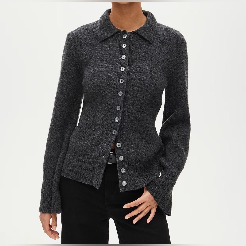 JCrew Milano cinched-waist cardigan, charcoal SzSmall - Picture 3 of 10